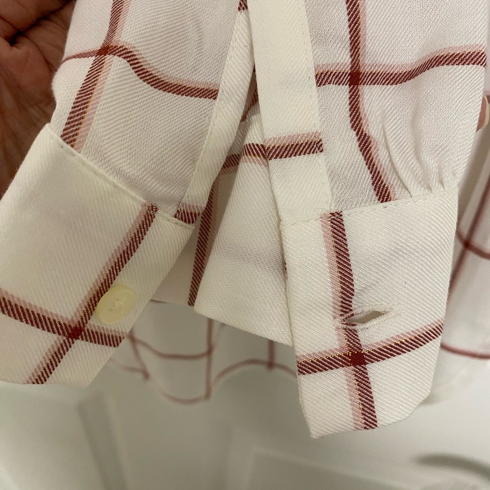 Loft Women’s Red Window Pane Checked Blouse View 4